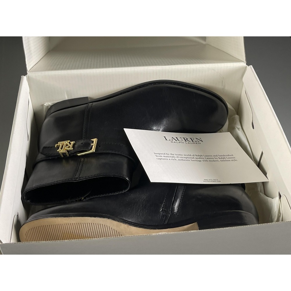 Lauren Ralph Lauren Boots Womens Size 6 Black Brooke Leather Ankle Booties - Picture 9 of 10